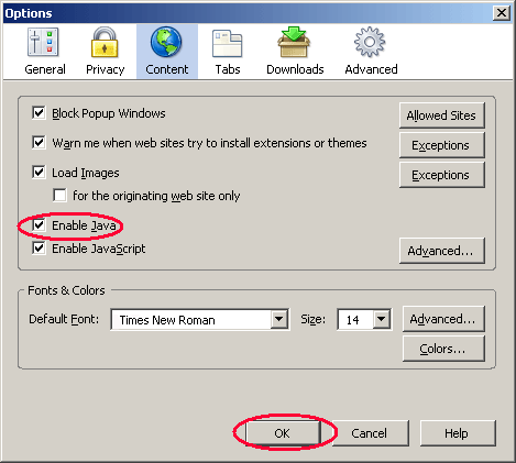 Firefox Options